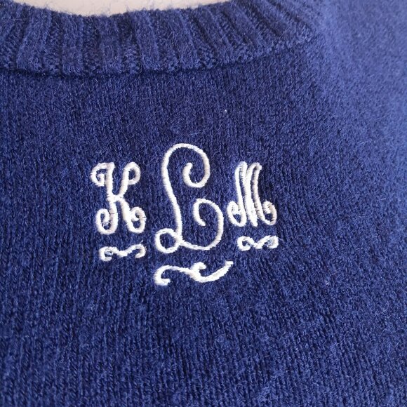 Women's Crewneck Sweater Small Vintage 70's Buttery Blue KLM Embroidered Logo - Picture 2 of 6